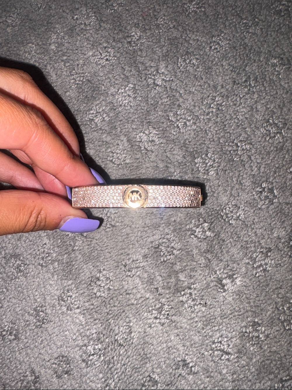 Michael Kors Rose Gold Pavé Logo Hinged Bangle
